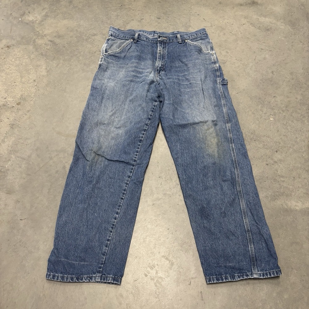 Wrangler Men's Carpenter‎ Jeans Y2K Distressed Light Wash Size 34x32